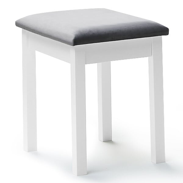 ID MARKET - Coiffeuse BELLA avec miroir LED et tabouret - large