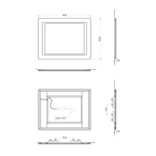 KIAMAMI VALENTINA - Miroir Avec Sablage Frontal Rétro-Éclairé Avec Led 90X60 Cm - large