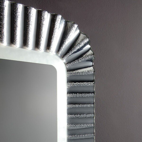 KIAMAMI VALENTINA - Miroir Avec Cadre En Verre Argenté, Lumière Led, Réversible 94X68 - large