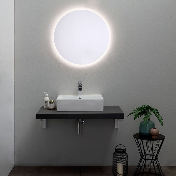 KIAMAMI VALENTINA - Miroir Rond Pour Salle De Bain Avec Diamètre Cm 70 Retroéclairé À Led Moderne - large