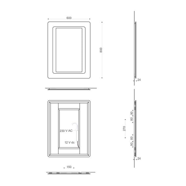 KIAMAMI VALENTINA - Miroir À Led Rétro-Éclairé Avec Sablage 80X60cm Réversible - large