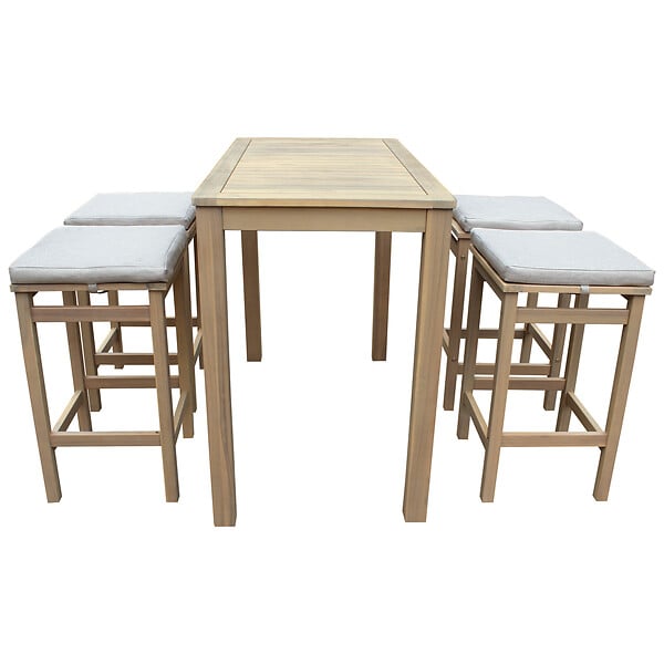 HAPPY GARDEN - Mange debout ARUBA en acacia 4 places - coussins sable - large