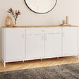 ID MARKET - Buffet 180 cm WASHINGTON XXL 4 portes et 1 tiroir bois et blanc - vignette