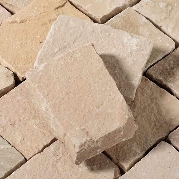 RO'MA NATURE - Pavé Grès Kandla Beige 20x14x5-7 cm (vendu au m² - 30 pavés/m²) - large