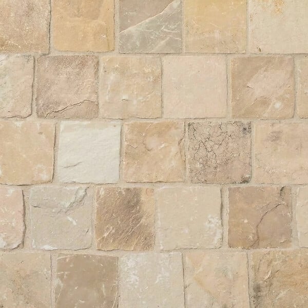 RO'MA NATURE - Pavé Grès Kandla Beige 14x14x3-5 cm (vendu au m² - 42 pavés/m²) - large