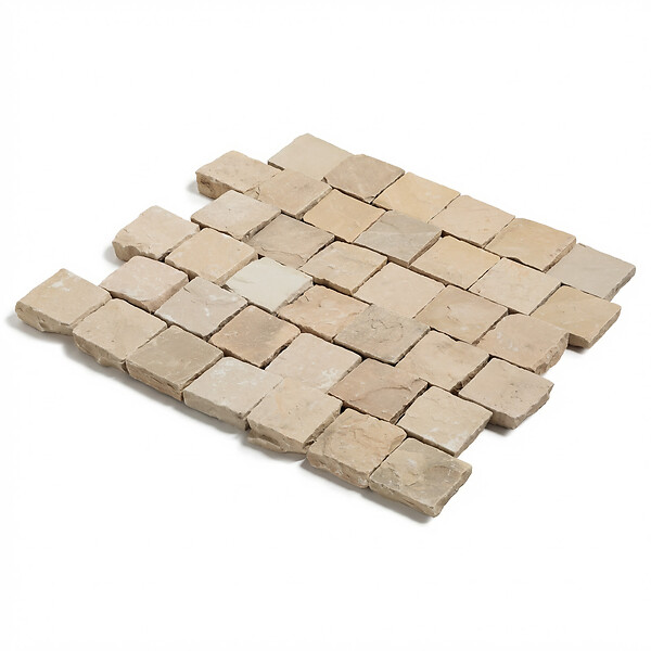 RO'MA NATURE - Pavé Grès Kandla Beige 14x14x3-5 cm (vendu au m² - 42 pavés/m²) - large