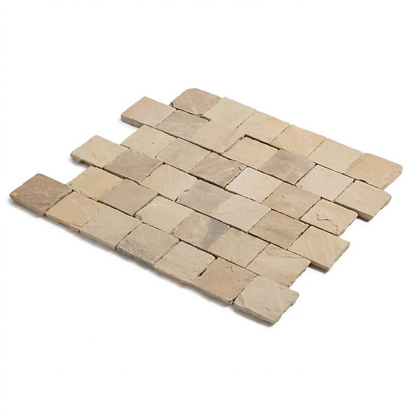 RO'MA NATURE - Pavé Grès Kandla Beige 14x14x2-2,5 cm (vendu au m² - 42 pavés/m²) - large