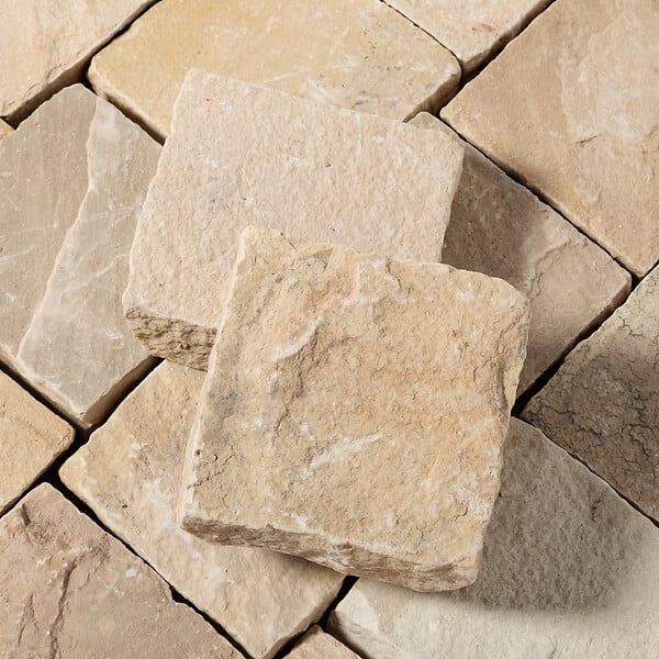 RO'MA NATURE - Pavé Grès Kandla Beige 14x14x5-7 cm (vendu au m² - 42 pavés/m²) - large
