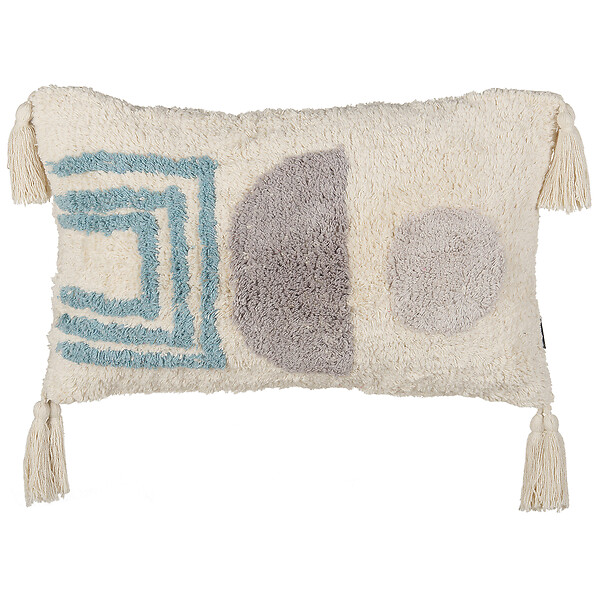 BELIANI - Lot de 2 coussins décoratifs CASSIOPE Coton 30 x 50 cm Blanc Motif géométrique - large
