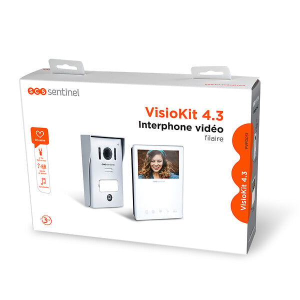 SCS SENTINEL - Visiokit 4.3 écran filaire 2 fils - Aluminium - Blanc - large