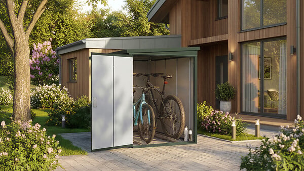 WEKA - Abri Vélo GARY, métal, vert - Surface hors-tout  2,66 m² - large