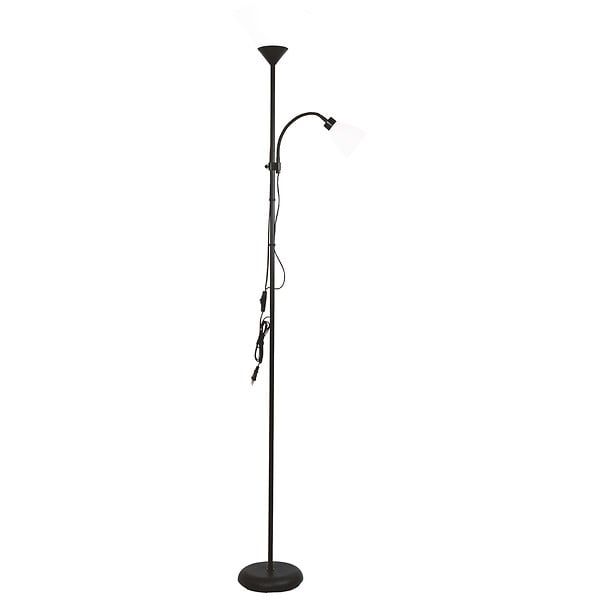 GEFOM - Lampadaire avec liseuse - Métal - Noir - 180cm - large