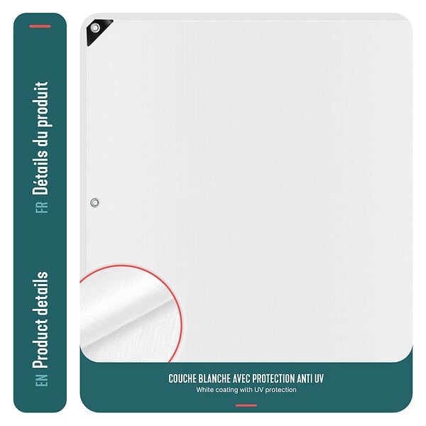 VOUNOT - Bâche de Protection en Polyéthylène resistant et impermeable 180g/m² blanche 4x8m - large