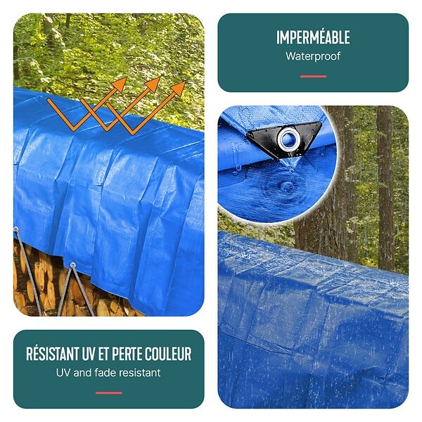 VOUNOT - Bâche de Protection en Polyéthylène resistant et impermeable 180g/m² bleu 4x6m - large