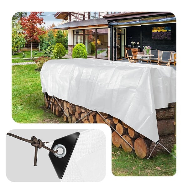 VOUNOT - Bâche de Protection en Polyéthylène resistant et impermeable 180g/m² blanche 6x8m - large