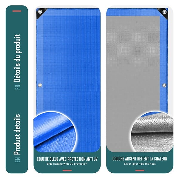 VOUNOT - Bâche de Protection en Polyéthylène resistant et impermeable 240g/m² bleu 3x4m - large