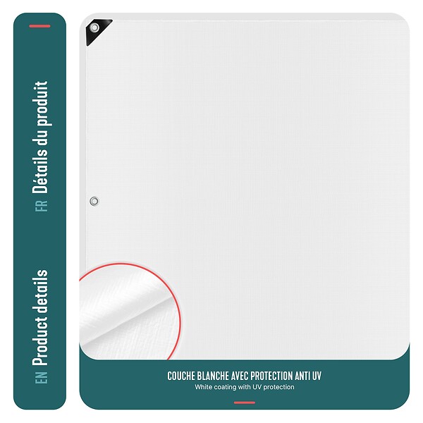 VOUNOT - Bâche de Protection en Polyéthylène resistant et impermeable 180g/m² blanche 3x4m - large