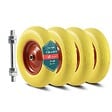 VOUNOT - Lot de 4 Roue increvable 4.80/4.00-8 en PU pour brouette diable alesage 20mm 392x92 mm Jaune - vignette