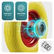 VOUNOT - Lot de 4 Roue increvable 4.80/4.00-8 en PU pour brouette diable alesage 20mm 392x92 mm Jaune - vignette