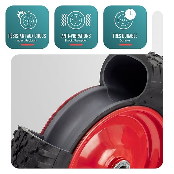 VOUNOT - Roue gonflable robuste 4.80/4.00-8 pour chariot brouette alesage 20mm 400x85mm rouge - large