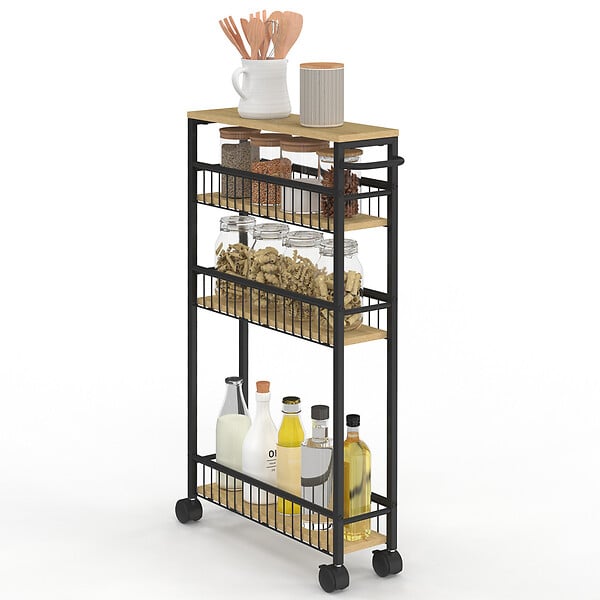 ID MARKET - Desserte de cuisine gain de place DETROIT 4 niveaux sur roulettes design industriel - large