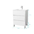 AURLANE - Pack Meuble Salle de Bains 60 cm Laqué Blanc, 3 tiroirs avec Vasque Céramique - XENOS - vignette