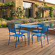 CONCEPT USINE - Ensemble table de jardin carrée et 4 chaises bleu BERGAME - vignette