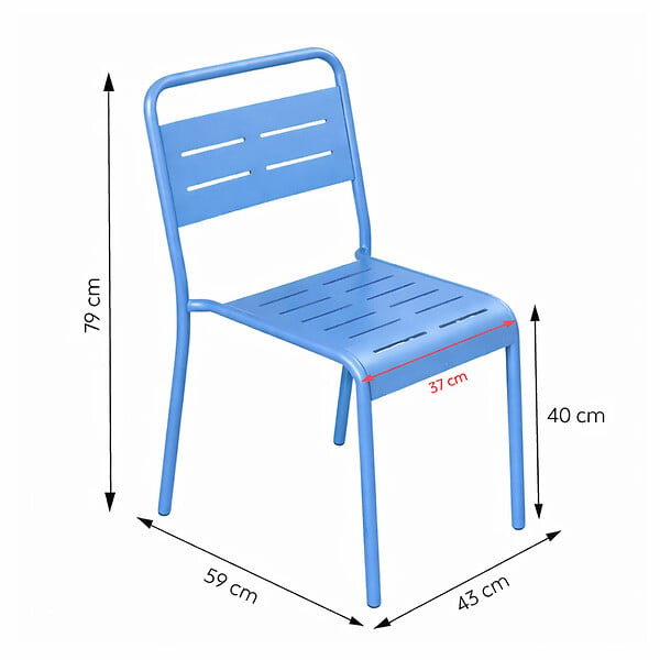 CONCEPT USINE - Ensemble table de jardin carrée et 4 chaises bleu BERGAME - large