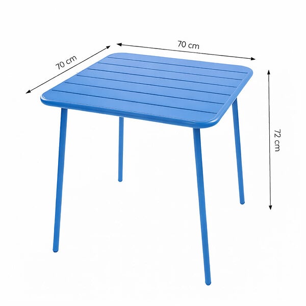 CONCEPT USINE - Ensemble table de jardin carrée et 4 chaises bleu BERGAME - large