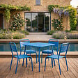 CONCEPT USINE - Ensemble table de jardin carrée et 4 chaises bleu BERGAME - vignette