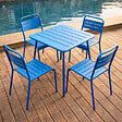 CONCEPT USINE - Ensemble table de jardin carrée et 4 chaises bleu BERGAME - vignette