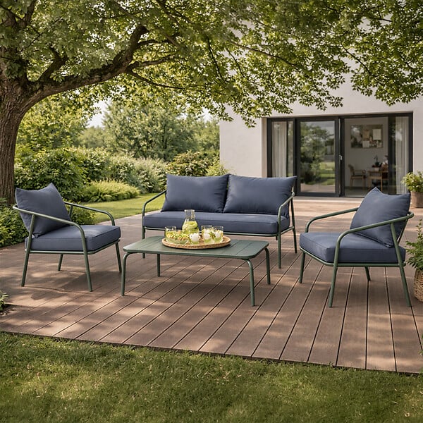 CONCEPT USINE - Salon de jardin 4 places kaki BERGAME - large