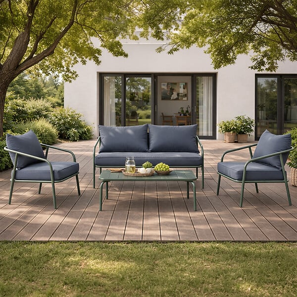 CONCEPT USINE - Salon de jardin 4 places kaki BERGAME - large