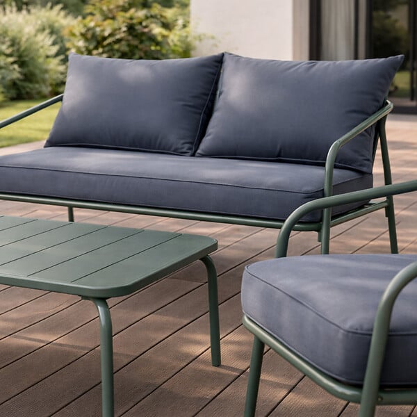 CONCEPT USINE - Salon de jardin 4 places kaki BERGAME - large