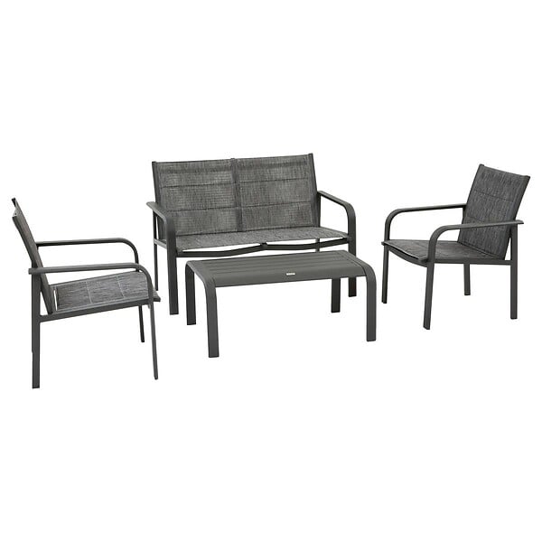 HESPERIDE - Salon de jardin Piazza 4 places gris graphite - large
