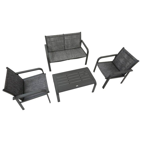 HESPERIDE - Salon de jardin Piazza 4 places gris graphite - large