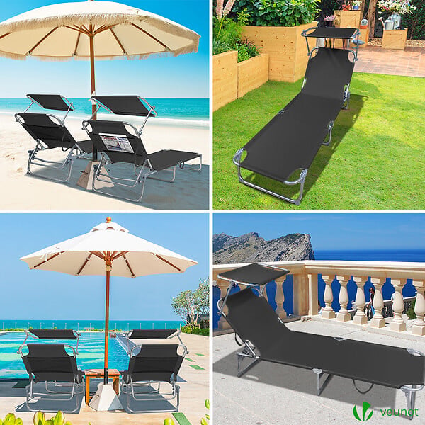 VOUNOT - Transat pare soleil Lot de 2 pcs Noir - large