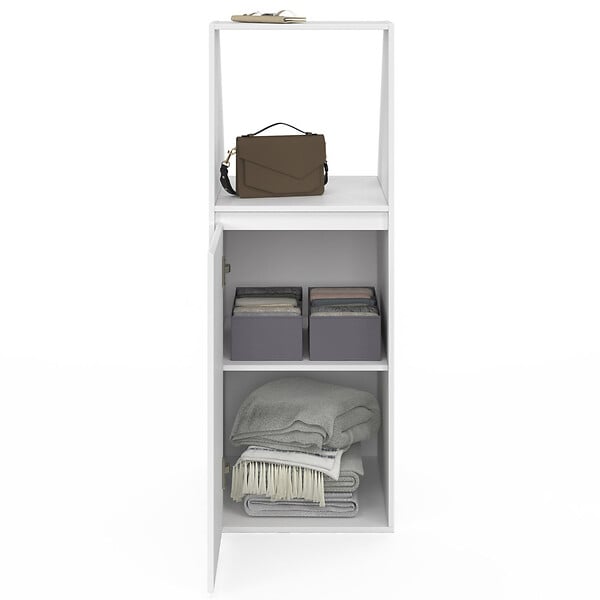 ID MARKET - Armoire sous pente 1 porte et 1 niche TOMI 40 x 50 x 110/70 cm blanc - large