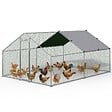VOUNOT - Enclos poulailler en metal galvanise et grillage avec bache PE 400x300x200cm - vignette