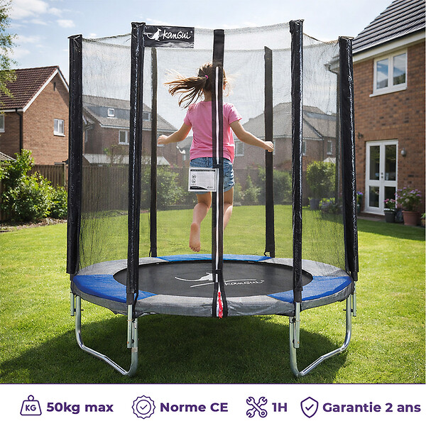 KANGUI - KANGUI Trampoline rond Ø180cm avec filet de sécurité - RALLI - large