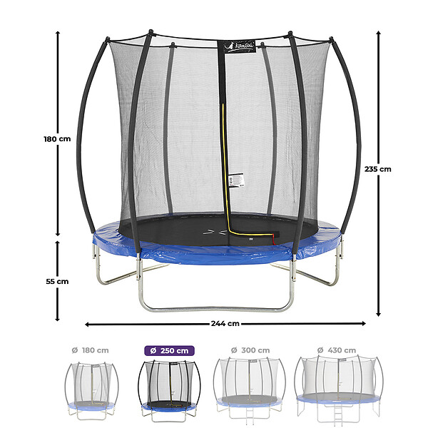 KANGUI - Trampoline rond Ø 250cm avec filet de sécurité intérieur - FPR 250 - large