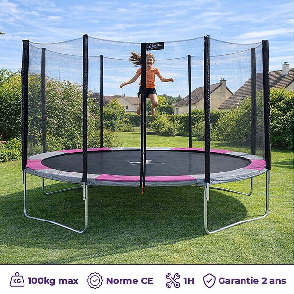 KANGUI - Trampoline rond Ø 360cm avec filet, échelle, bâche et kit ancrage - RALLI 360 - large