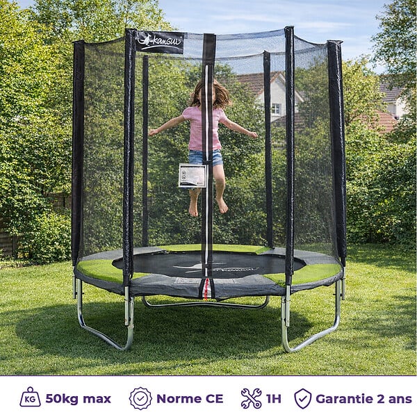 KANGUI - KANGUI Trampoline rond Ø180cm avec filet de sécurité - RALLI - large