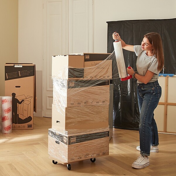 PACK AND MOVE - Pack and Move - Lot 2 Films Étirables - 0,45 x 100 m - Protection, Emballage, Déménagement - Anti rayures - Anti frottements - Imperméable - large