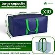 VOUNOT - Lot de 10 sacs de demenagement grand format avec sangles et poignee bleu - vignette