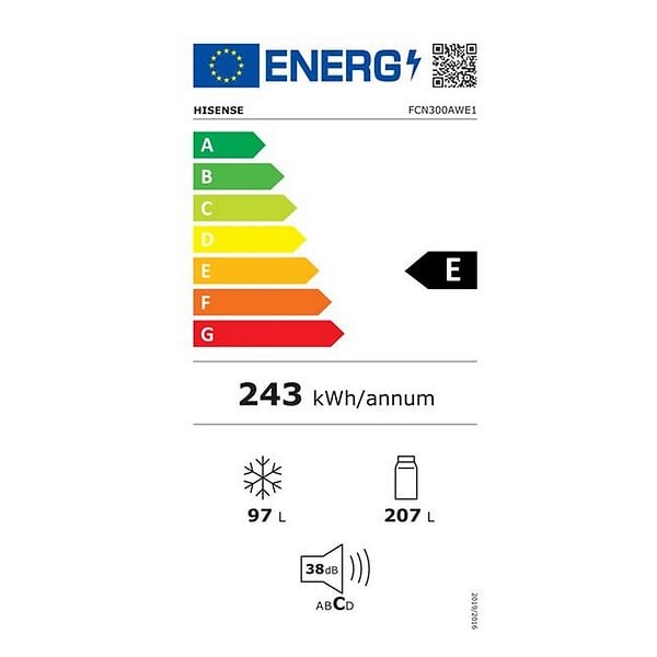 HISENSE - Réfrigérateur Combiné 60cm 304l Blanc - FCN300AWE1 - large
