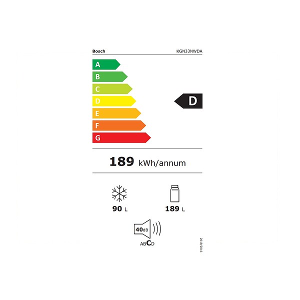BOSCH - réfrigérateur combiné 61cm 279l nofrost blanc - KGN33NWDA - large