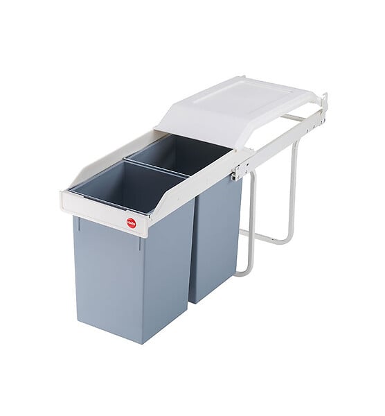 HAILO - Poubelle de cuisine tri sélectif 2 bacs encastrable 30L (14+14) Hailo Multi-Box Duo L - large