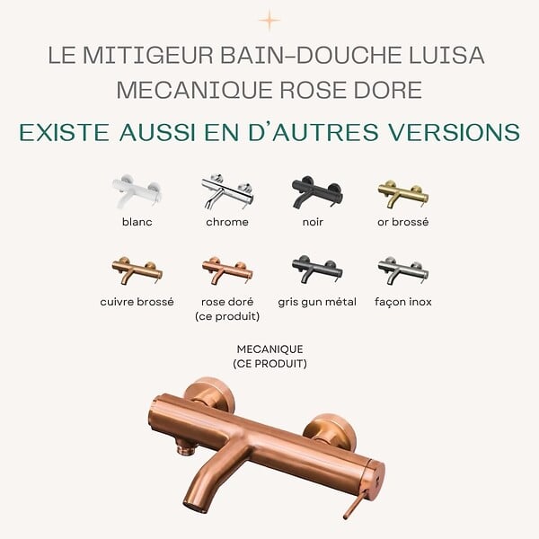 ESSEBAGNO - Luisa mitigeur bain-douche mécanique or rose brossé - large