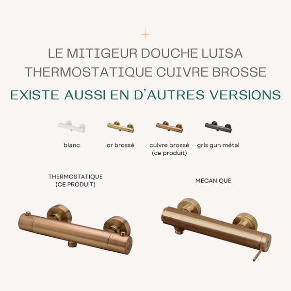 ESSEBAGNO - Luisa mitigeur douche thermostatique cuivre brossé - large